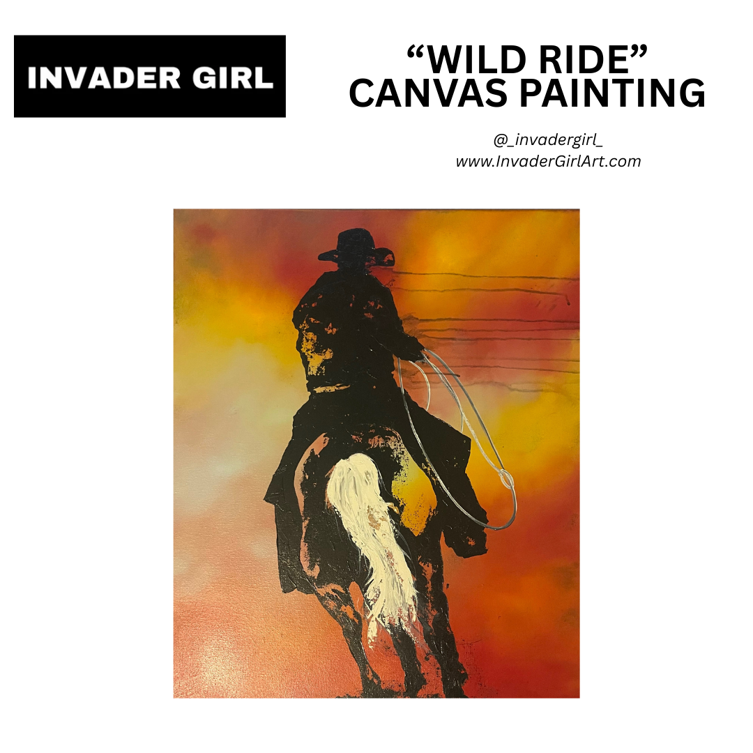 #10 - Invader Girl 20x24" "Wild Ride" Canvas Painting